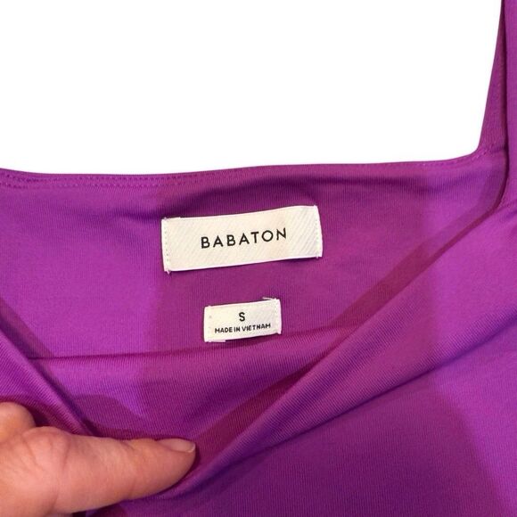 Aritzia BABATON Purple Short Sleeve Crop Top Size Small EUC - Picture 3 of 4